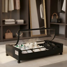 Caja Almacenamiento Con Ruedas De 2 Piezas Debajo De La Cama Color Negro