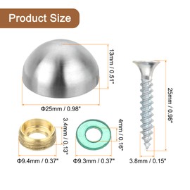 uxcell 4 Set Mirror Screws with Caps, 25mm 304 Stainless Steel Decorative Cover Nails for Wall Mirror Mounting Sign Advertising Hardware, Silver