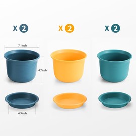 Etvski 7 inch Large Plant Pots, 6 Pack Flower Pots,Planters for Indoor Plants, Planters with Drainage Hole and Tray Saucer