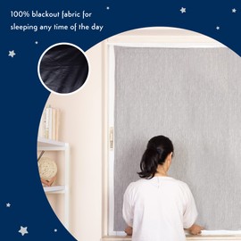 Purflo Total Eclipse Portable Blackout Blind | Large Size & Universal Fit With Over 100 Suction Cups | Quick & Easy To Install No Drill Blinds | Temporary Blinds For Windows