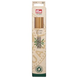 Prym 8" Double Point Bamboo, 5.5mm Knitting Needles, Natural 5 Count