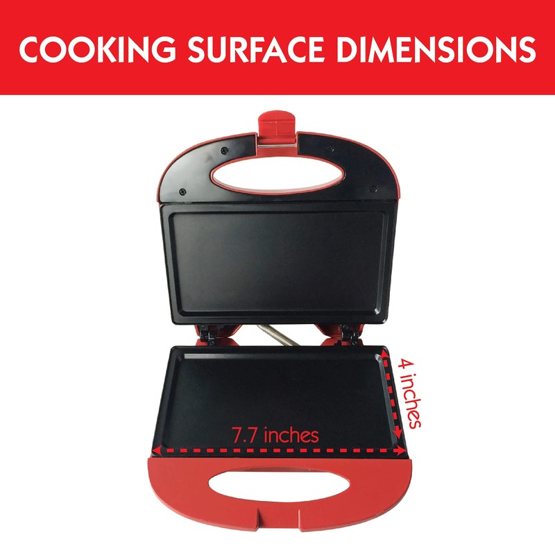 Bene Casa - Red Nonstick Flat Grill Sandwich Maker -