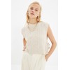 TRENDYOL Women's Crew Neck Plain Regular Vest Sweater, stone