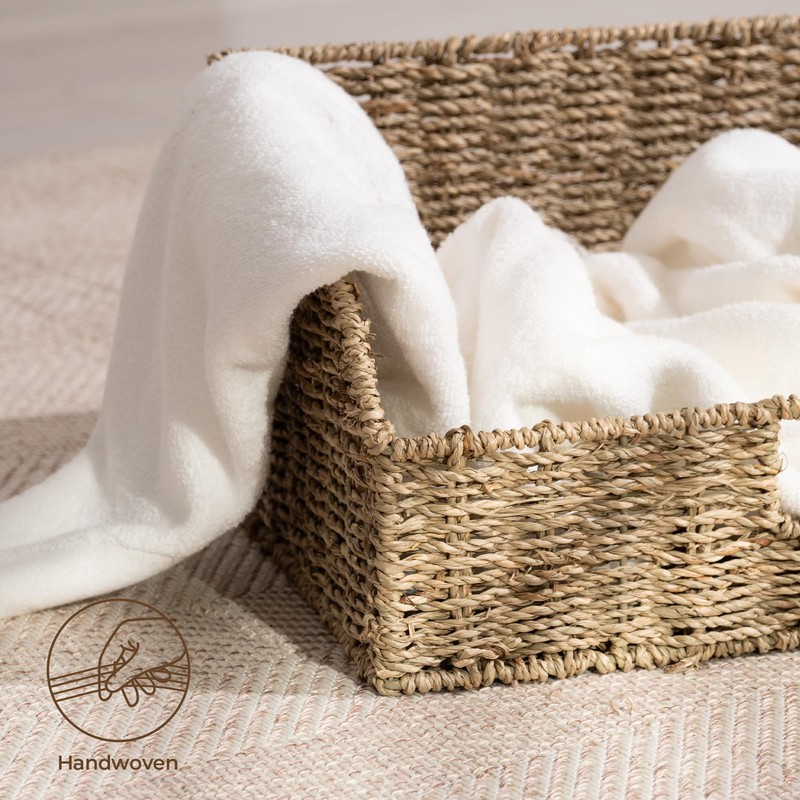 StorageWorks Pantry Baskets for Organizing, Seagrass Storage Baskets for Shelves