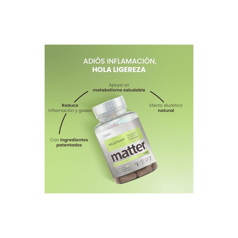 Matter Hello Flat Suplementos Alimenticios con Metabolaid, BioCore Optimum Complete,