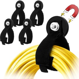Windyun 4 Pcs Magnetic Garage Hooks Heavy Duty Magnetic Straps Extension Cord Holder Magnet Hooks for Hanging Cables Hoses Workshop Rope Garden Organization (2.6 Inch)