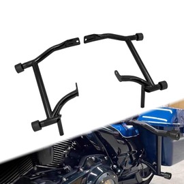 HCmotorku Motorcycle Saddle Bag Guards Crash Bars Fit for Harley Touring Electra Glide FLHT Street Glide FLHX Road Glide FLTRX Road King FLHR 2009-UP (Decorative Wheel Black)