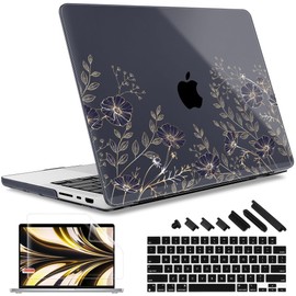 May Chen Case for M4 MacBook Pro 16 inch A3403 Max A3186, M3 A2991 M2 A2780 M1 A2485 Pro Max 2024 2023 2022 2021 Release, Plastic Hard Shell Case with Screen Pretector&Keyboard Cover, Floral Art