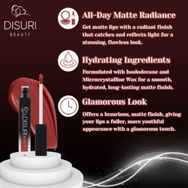 DISURI Beauty Matte Lipstick - 24-Hour Long Lasting Lipstick - 0.8 FL Oz Liquid Lipstick for Girls & Women - Perfect for Any Occasion - Cruelty Free Lipstick - (Devil in a New Dress: 27)