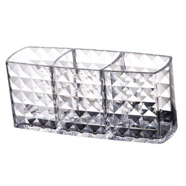 IWOWHERO Acrylic Transparent Makeup Brush Holder Stylish Cosmetic Storage Box Compartments for Vanity Bathroom Office and Easy to Clean Display Stand