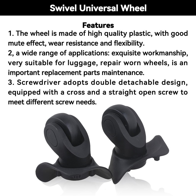 SHANOER 1 Pair Replacement Wheels for Luggage 360 Swivel Suitcase