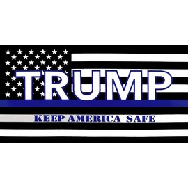 Pack of 6 USA Thin Blue Line Flag "Trump Keep America Safe" E-Z Peel Vinyl Decal Bumper Sticker