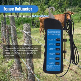 LOCADENCE Electric Fence Voltage Tester, 1000-10000V Water Proof Handheld Fence Fault Finder, Portable Locator Checker Fence Voltmeter with 6 Indicator Lights for Farm Metal Wire, Multi Wire