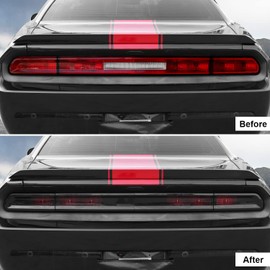CheroCar TailLight Cover Tail Lamp Cover Guard Trim Bezel Frame Decor Exterior Accessories for 2009-2014 Dodge Challenger, Smoked Black