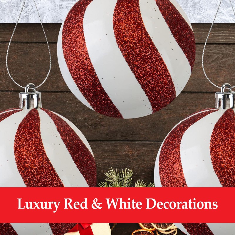 VFM - Red & White Stripe 8cm Baubles Candy Cane