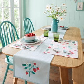 Catherine Lansfield Dining Strawberry Garden 32x220cm Table Runner Cream/Red