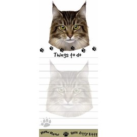 Maine Coon Cat Magnetic List Pads Uniquely Shaped Sticky Notepad Measures 8.5 by 3.5 Inches