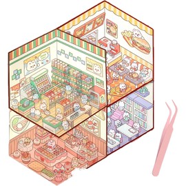 6 Sets 3D Sticker Scene, 3D Stickers, Fun DIY Set, Stickers Children, Cute Sticker Set, Stress Relief, DIY Stacking Scene Stickers, Animal Stickers for Boys, Girls, Adults