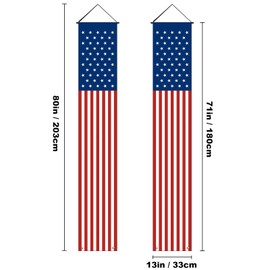 Jesiramoo Memorial Day 4th of July Decorations, Large Hanging American Flag Door Banner, July Fourth Front Porch Decor for Home School Office Yard Patio Garage Outside, Patriotic Decor Outdoor Indoor