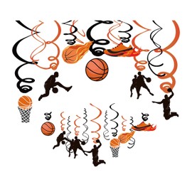 Kristin Paradise 30Ct Basketball Hanging Swirl Decorations, Party Supplies, Birthday Theme Decor for Boy Girl Baby Shower, 1st Bday Favors Idea