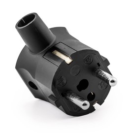 2 pieces - earthing contact plug made of thermoplastic, Schuko angled plug with kink protection, black