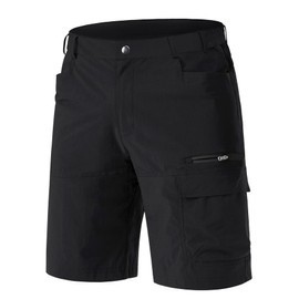 EKLENTSON Cargo Shorts Men Summer Hill Walking Shorts Quick Dry Lightweight Zip Off Outdoor Fishing Travel Safari Pants Black,38