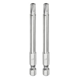 HARFINGTON 2pcs T30 Security Torx Bit 1/4" Hex Shank 3" Long S2 Steel Magnetic Tamper Resistant Star Bits Screwdriver Torx Head with Hole for Driver Drill Bits Remove Fastening Screws