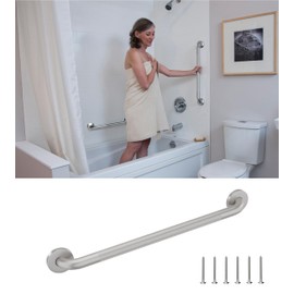HEALTHCRAFT Easy Mount Grab Bar: ADA-compliant stainless-steel with concealed screws, available in 12-18-24-32-36-42" Inch sizes (Compatible With Easy Mount Anchor) (18" Inch, Knurled Stainless Steel)