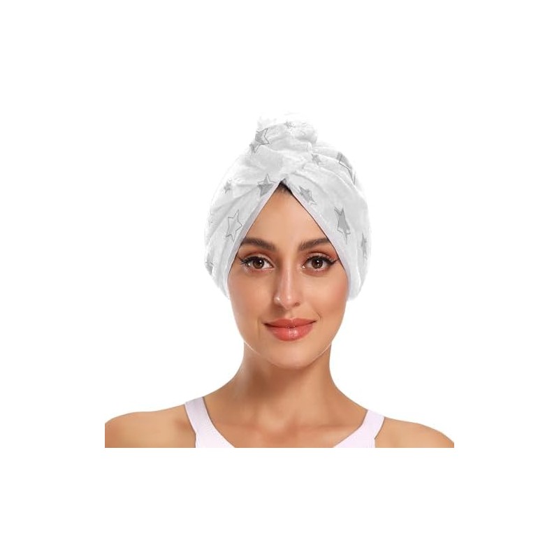 Handdraw Stars - Toalla de secado de cabello gris con