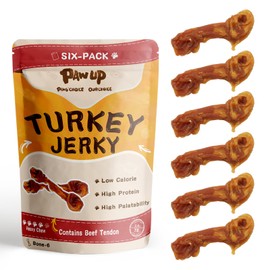 PAWUP Turkey Jerky Dog Treats, High Protein Turkey Breast Chews, Natural Healthy Dog Bones, Long-Lasting Bone Treats for Large Dogs, Low Cholesterol Snacks w/Beef Tendon (13g/Stick, 6 Sticks)