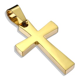 Bungsa 316L Stainless Steel Unisex Cross Pendant Gold, Stainless Steel, No Gemstone
