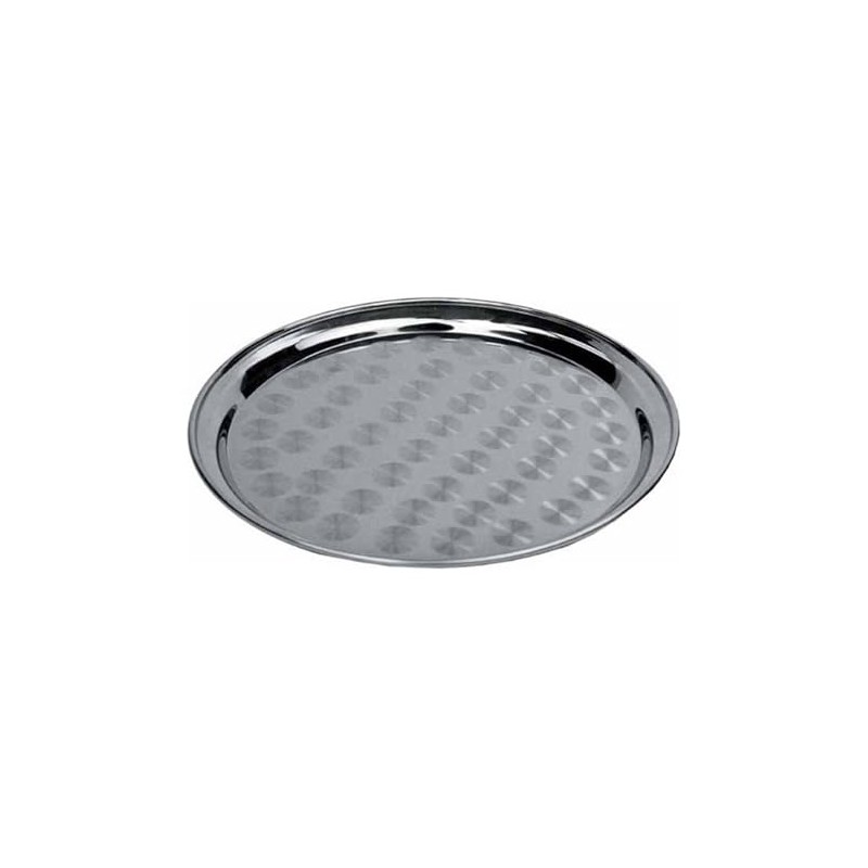 Winco Round Tray with Swirl Pattern, 16-Inch, Stainless Steel