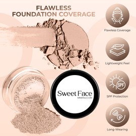 Sweet Face Minerals (Light Shade) (20gm Jar) FOUNDATION Mineral Makeup with SPF 18+, Full Coverage Matte Loose Powder, Bare Face Cosmetics