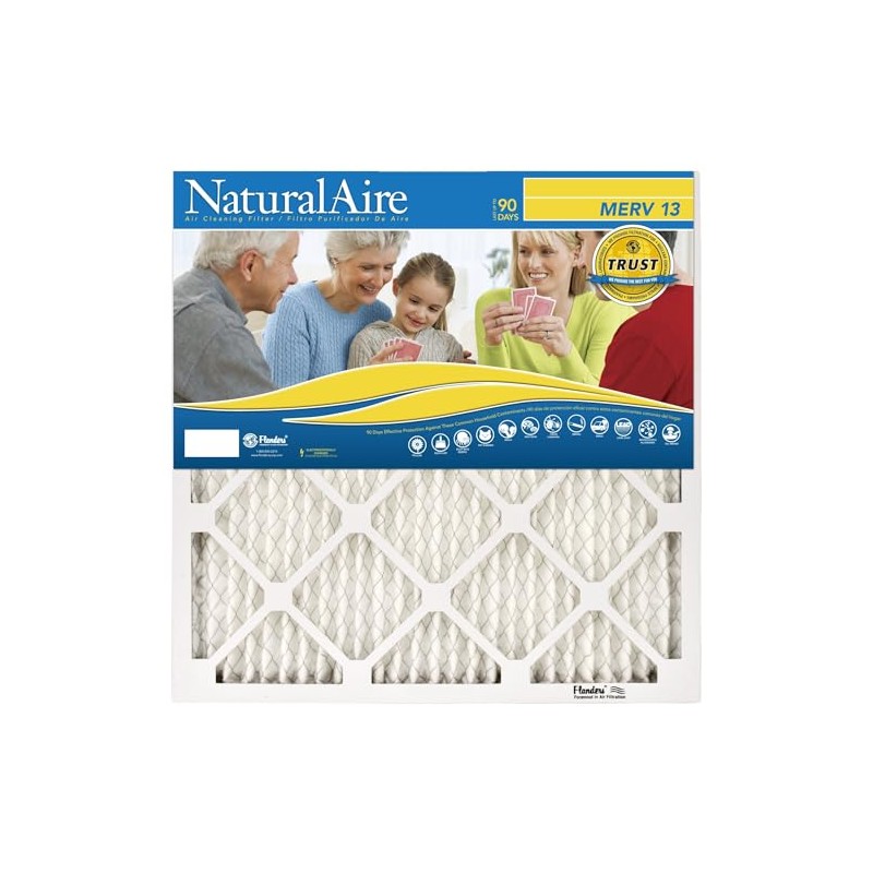 NaturalAire 20X25X1 HVAC Air Filter MERV 13, Replacement Furnace Upgrade