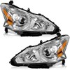 Halogen Headlights for 2013-2015 Altima 4Dr Sedan Headlight Assembly Pair Replacement for 13 14 15 Altima Chrome Housing Amber Reflector (DOES NOT FIT XENON/HID)