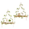 Mkono Artificial Ivy Macrame Hanging Shelves with Lights Set of