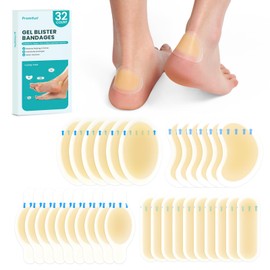 Hydrocolloid Gel Blister Bandages Pads - (Variety Pack) Promifun 32ct Waterproof Adhesive Blisters Bandages - Blister Pads for Heel, Foot, Toe, Feet - Gel Blister Chshions for Prevention & Recovery