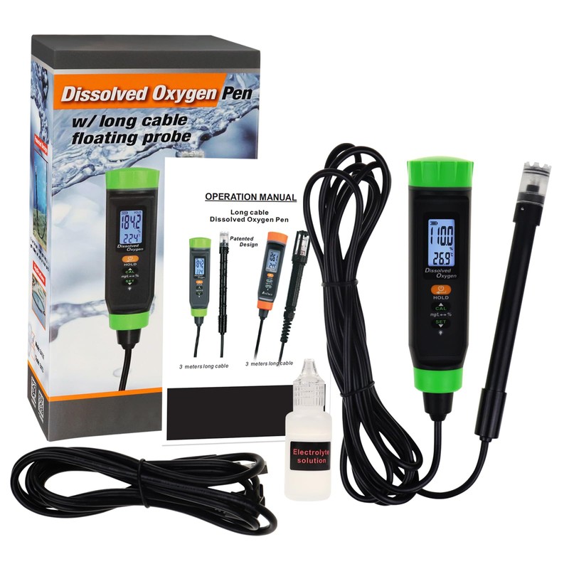 Digital Rechargeable Dissolved Oxygen Meter | Precise DO Tester w/Self-Floating