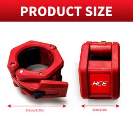 HCE Olympic Barbell Clamps, 2 Inch Barbell Clips for Weightlifting Exercise, Quick Release Weight Collars Clips (Red)