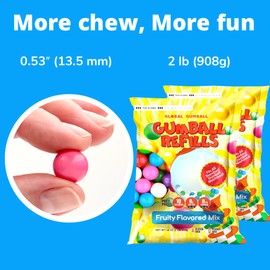 Mini Gumballs 0.5 inch 13mm - 2 LB - Bubble Gum Balls for Gumball Machine Refill Bulk 520 pcs - Chewing Gum for Kids