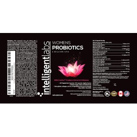 Intelligent Labs Women's 6 Billion CFU Probiotics With Crantiva Cranberry Extract and D-Mannose Powder, 60 Veg Capsules, Take 2 a Day For Urinary Tract Infections