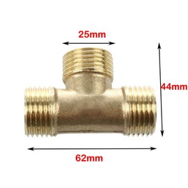 Tee Connector 3 Way Pipe Connector Brass T-Shape Male Equal Pipe Connecting Fittings for Air Gas Water Pipe Adapter/Coupler (3/4",1PCS)