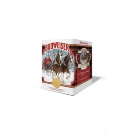 2021 Budweiser Plaid Holiday Christmas Stein,Red,white,black,gold,7inHx3.5inW
