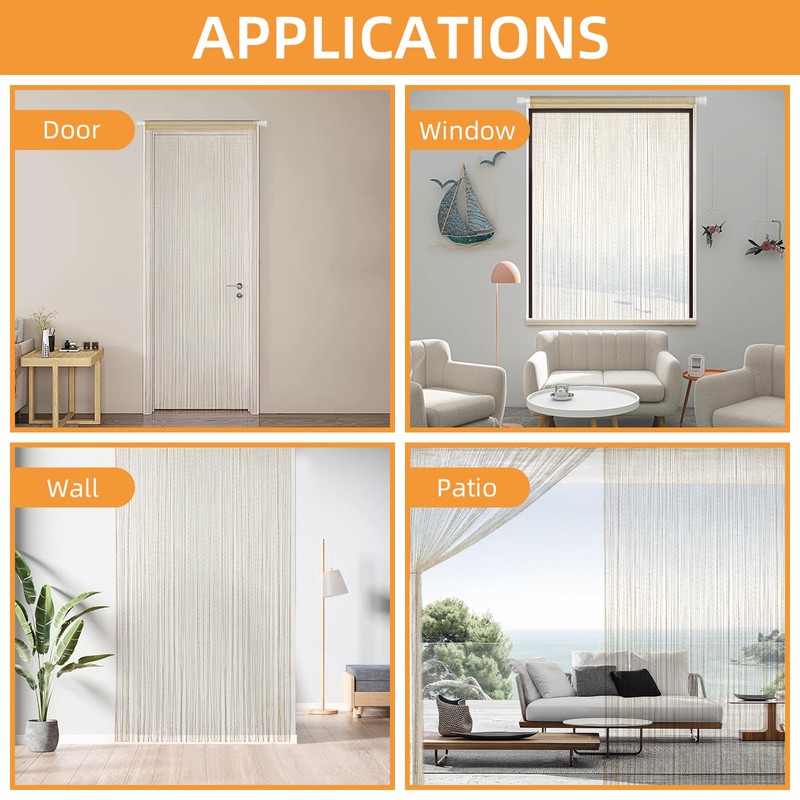 4 Pieces Glitter String Curtains Doorway Beads Curtains, 39 x