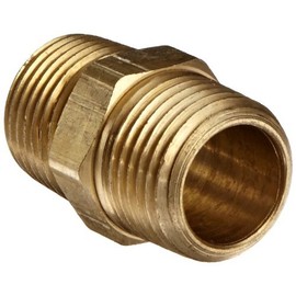 Anderson Metals 56122-08 Brass Pipe Fitting, Hex Nipple, 1/2" x 1/2" NPT Male Pipe