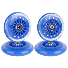 AOWISH Ride on Swing Twist Wiggle Car Polyurethane Replacement Wheels w/Bearings ABEC-9 (2 Front Wheels with Convex Hub, 2 Rear Wheels with Concave Hub) (Blue)