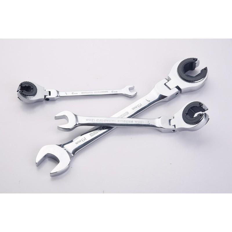 FLZOSPER 21mm Metric Fix Tubing Wrench，Flex-Head Gear Wrench, Ratcheting Fix
