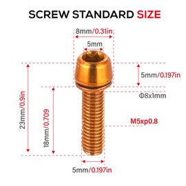 CNCLOL Bicycle Stem Screws, M5 x 18 mm Bicycle Shaft Screws, M5 Screws Hexagonal Stem Bolts for MTB, Road Bike, Touring Bike (Orange/Red/Blue/Green/Gold/Rainbow)