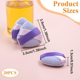 Mxxipp 20pcs Triangle Finger Powder Puff, Portable Mini Face Makeup Pads, Velour Cosmetic Sponge Tool for Blending Loose Powder Foundation Concealer- Purple