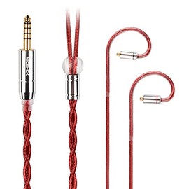 NICEHCK RedAg IEM Cable, 4N Monocrystalline Sterling Silver Earphone Cable, High Conductivity Copper Shielding Layer, HiFi IEM Replacement Cable for in-Ear Monitor Audiophile (4.4mm MMCX)